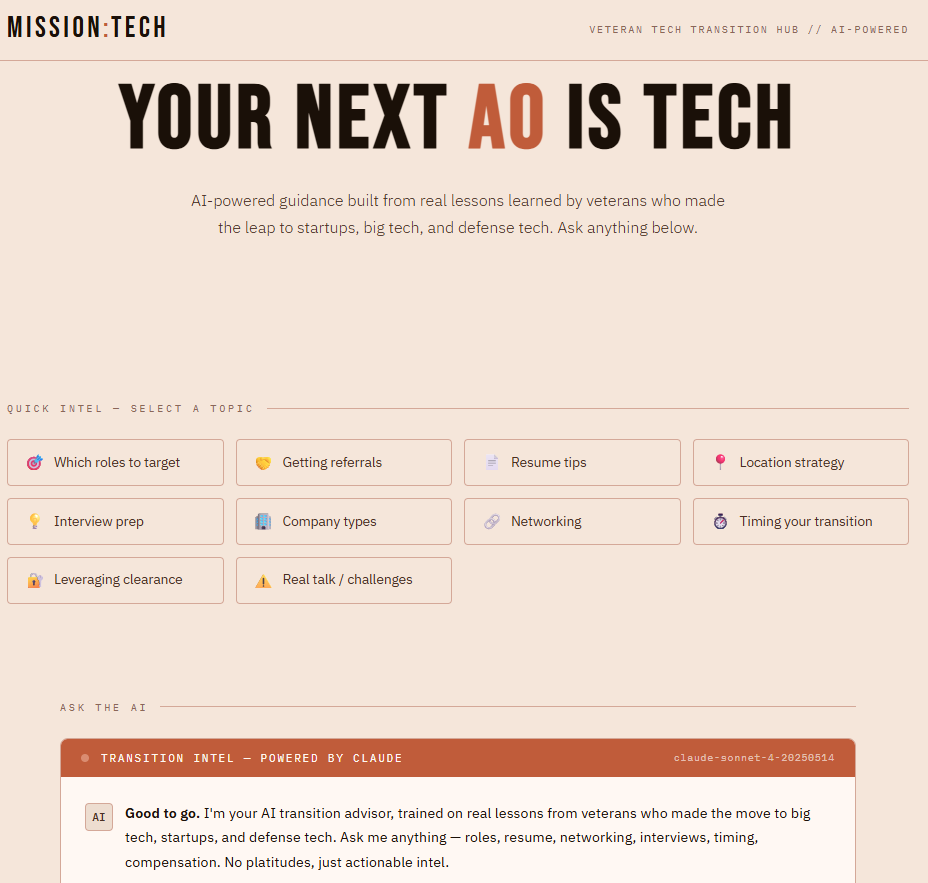 Veteran Tech Transition Tool Preview
